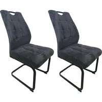 Hti-Living Stühle, Schwingstuhl Marek Cord Dunkelgrau mit trendigem Cord-Bezug