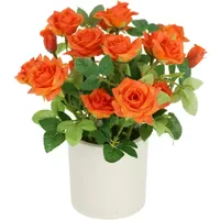 I.GE.A. Kunstblume I.GE.A. "Wildrosen Busch im Topf", orange, B:18cm