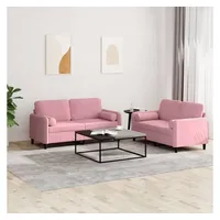 VidaXL 2-tlg. Sofagarnitur mit Kissen Rosa Samt