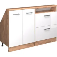 Vicco Dachschrägenschrank-Set Rion, Goldkraft Eiche/Weiß Hochglanz, 2er Set