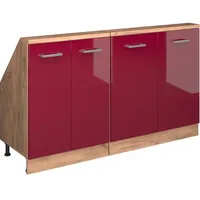 Vicco Dachschrägenschrank-Set, Rot Hochglanz/Goldkraft Eiche, 2er Set, geeignet für