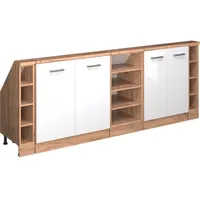 Vicco Dachschrägenschrank-Set Rion, Weiß Hochglanz/Goldkraft Eiche, 5er Set