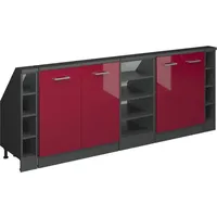 Vicco Vicco, Regal, Dachschrägenschrank Rion, Anthrazit/Bordeaux Hochglanz, 5er Set