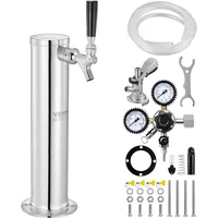 Vevor Kegerator-Turm-Kit, Einzelzapfhahn-Bierumrüstsatz, Edelstahl-Fass-Bierturm-Zapfanlage mit Doppelmessgerät W21.8-Regler und A-System-Fasskupplung,