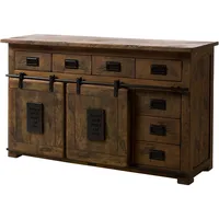 Massivmoebel24 Sideboard Mango 150x45x90 braun lackiert RAILWAY #420