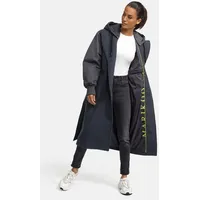 Marikoo Damen, Winterjacke "Tjadee", Langer Wickelmantel Taillierungsband, Kapuze über