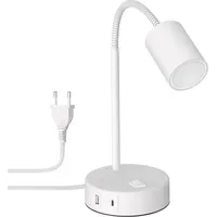 Ledscom.de Tischleuchte WAIKA, weiß, USB-A, USB-C, inkl. GU10 LED
