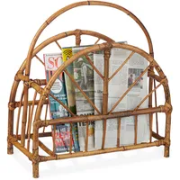 Relaxdays Zeitungsständer Rattan, runde Zeitungsablage, Zeitschriftenhalter, HxBxT: 47 x