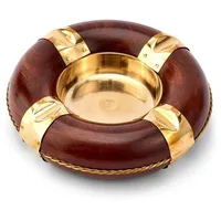 Nklaus 12,5cm runder Aschenbecher - Rettungsring aus Holz Messing
