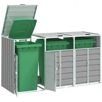 VidaXL Mülltonnenbox für 3 Tonnen Grau 216x81x115 cm Stahl