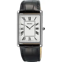 Seiko SWR103P1 Herrenuhr Quarz mit Lederband Schwarz