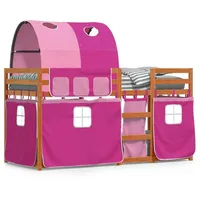 VidaXL Etagenbett mit Vorhängen 90 x 200 cm Kiefer