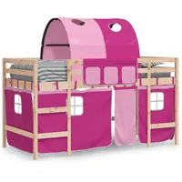 VidaXL Kinderhochbett mit Tunnel Rosa 80x200 cm Massivholz Kiefer