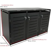 DEGAMO Mülltonnenbox 175x62x102cm für 3x Tonnen 120 Liter, Stahl