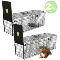 GarPet 2x Fuchsfalle Einzeltür Lebendfalle Marder Waschbärfalle Eichhörnchenfalle Drahtfalle