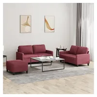 VidaXL 3-tlg. Sofagarnitur mit Kissen Weinrot Stoff