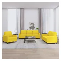 VidaXL 3-tlg. Sofagarnitur mit Kissen Hellgelb Stoff