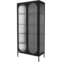 ML-Design Vitrinenschrank 80 x 175 x 40 cm Schwarz