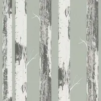 Rasch Textil Papiertapete mit Birkenstämmen, weiß (grün,weiß,grau), B:0,53m L:10,05m,