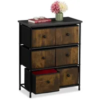 Relaxdays Kommode 6 Schubladen Anthrazit,Braun,Schwarz