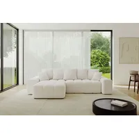 Altdecor Ecksofa mit Schlaffunktion und Bettkasten ENIL-L 297x189x68 Weiß