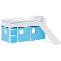 Homestyle4u Hochbett Kinder 90 x 200 cm Kiefer blau