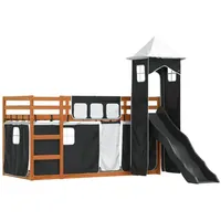 VidaXL Etagenbett mit Rutsche und Gardinen 90 x 200
