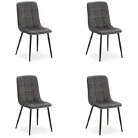 Homestyle4u Esszimmerstuhl 4er Set Anthrazit Samt