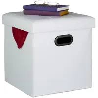 Relaxdays Hocker, Sitzhocker Stauraum, gepolstert, faltbar, HBT: 39x37x37 cm,