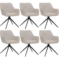Mendler 6er-Set Esszimmerstuhl HWC-O47, Küchenstuhl Armlehne, drehbar Auto-Return, Stoff/Textil