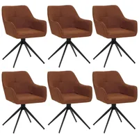 Mendler 6er-Set Esszimmerstuhl HWC-O47, Küchenstuhl Armlehne, drehbar Auto-Return, Stoff/Textil