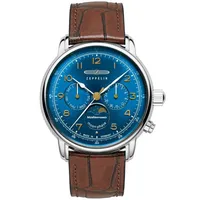 Zeppelin Herrenuhr 100 Jahre Mediterranée Mondphase Braun/Blau