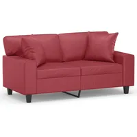 VidaXL 2-Sitzer-Sofa mit Zierkissen Weinrot 120 cm Kunstleder
