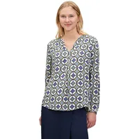 Cartoon Casual-Bluse mit Knöpfen in Blau/Grün | Gr.: 40