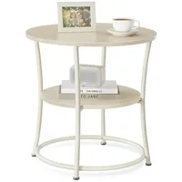 VASAGLE Beistelltisch, Couchtisch rund, Sofatisch, 2 Ablagen, Wohnzimmer, Schlafzimmer,