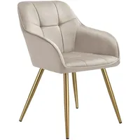 Tectake tectake® Esszimmerstuhl, gepolstert, in Samtoptik, gesteppt, schlanke, goldene