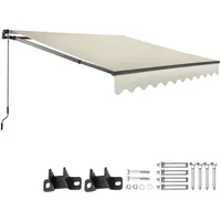 Tectake Gelenkarmmarkise Beige, Kunststoff, 250x41x200 cm, CE, Sonnen- &