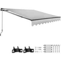 Tectake Gelenkarmmarkise, Hellgrau, Kunststoff, 250x41x200 cm, CE, Sonnen- &