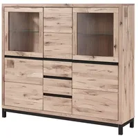 Massivmoebel24 Highboard Wildeiche 166x40x148 bianco geölt VILLANDERS #207) modern