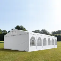 TOOLPORT PRO 7x12m Partyzelt, PVC-Plane, weiß, mit Bodenrahmen -