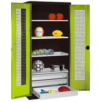 C+P Sportgeräteschrank mit Schubladen und Lochblech-Flügeltüren (Typ 4), HxBxT