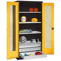C+P Sportgeräteschrank mit Schubladen und Lochblech-Flügeltüren (Typ 4), HxBxT