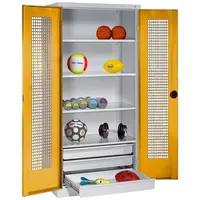C+P Sportgeräteschrank mit Schubladen und Lochblech-Flügeltüren (Typ 4), HxBxT