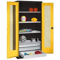 C+P Sportgeräteschrank mit Schubladen und Lochblech-Flügeltüren (Typ 4), HxBxT