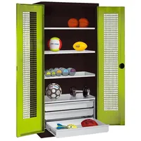 C+P Sportgeräteschrank mit Schubladen und Lochblech-Flügeltüren (Typ 4), HxBxT
