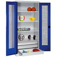 C+P Sportgeräteschrank mit Schubladen und Lochblech-Flügeltüren (Typ 4), HxBxT