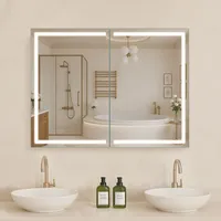 Vevor beleuchteter Medizinschrank mit HD-Spiegel, 3 Farben 60x80cm Wandmontage,