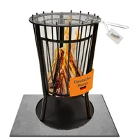 Lemodo Feuerkorb mit Grillgitter und Funkenschutz, Robuste Feuerschale 65cm