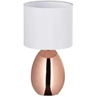 Relaxdays Tischlampe, Metallfuß, Stoffschirm, E14, HxD: 33,5x18 cm, Nachttischlampe