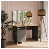 Vicco Schminktisch, Karen, Anthrazit/artisan, 110 cm, mit LED-Lichterkette Vicco